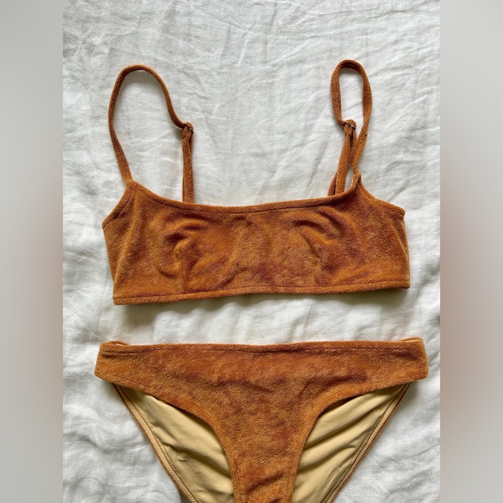 Zulu & Zephyr Tan Suede-Look Bikini Set